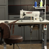 Consew 206RB-5 Heavy Duty Single Needle Upholstery Compound Walking Foot Sewing Machine with Table and Servo Motor