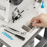 Consew 206RB-5 Heavy Duty Single Needle Upholstery Compound Walking Foot Sewing Machine with Table and Servo Motor