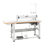 Consew 206RBL-25 Single Needle Compound 25 Inch Long Arm Walking Foot Sewing Machine with Table and Servo Motor