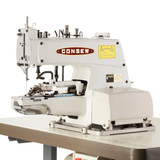 Consew 241-1K Button sewer Heavy Duty Chainstitch Button Sewer Industrial Sewing Machine​ with Fully Assembled Table and Continuous-Running Motor