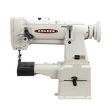 Consew 287RB-2 Heavy Duty Cylinder Arm Single Needle Compound Walking Foot Industrial Sewing Machine with Table and Servo Motor​