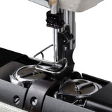 Consew 387RB-2 Heavy Duty Double Needle Cylinder Arm Compound Walking Foot Sewing Machine with Table and Servo Motor