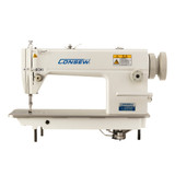 Consew 7360R-2SS Single Needle Stainless Steel Bed Lockstitch Industrial Sewing Machine with Complete Tabling and Servo-Motor