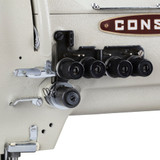 Consew 4214P Regular Model Four Needle Puller Feed Sewing Machine with Table and Servo Motor
