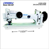 Consew 366-30P Puller Feed Heavy Duty Single Needle Zig-Zag 30" Long-Arm Sewing Machine with Table and Servo Motor