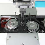 Jack 58750J-A-105 Double Needle Split-Bar Lockstitch Industrial Sewing Machine with Complete Fully Assembled Tabling Included