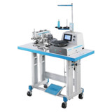 Jack T373GR-Z Industrial Button Sewing Machine with Integrated Automatic Feeder System with Complete Fully Assembled Tabling Included