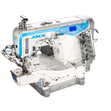 Jack K5E-UT-01GB-364 3-Needle Cylinder Bed Coverstitch Industrial Sewing Machine with Complete Fully Assembled Tabling Included
