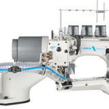 Jack 8740C-460-02-D-AW2S 4-Needle 6-Thread Industrial Flatseamer Sewing Machine with Complete Fully Assembled Tabling Included