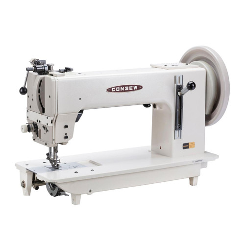 Consew 2040 Single Needle Extra Heavy Duty Large Shuttle Hook Compound Walking Foot Sewing Machine with Table and Servo Motor