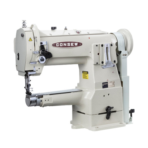 Consew 277R-3 Single Needle Narrow Cylinder Bed Compound Walking Foot Industrial Sewing Machine with Table and Servo Motor​​