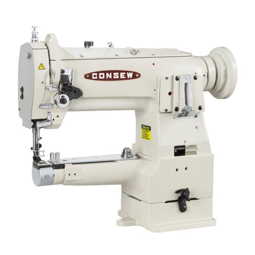 Consew 277RBFS Feed-sync binder with horizontal feed Heavy Duty Narrow Cylinder Bed Single Needle Compound Walking Foot Industrial Sewing Machine with Table and Servo Motor​