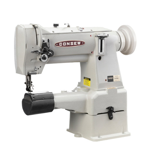 Consew 287RB-2 Heavy Duty Cylinder Arm Single Needle Compound Walking Foot Industrial Sewing Machine with Table and Servo Motor​