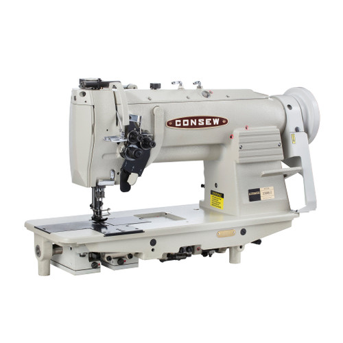 Consew 328RB-2 Double Needle Split Needle Bar Compound Walking Foot Sewing Machine with Table and Servo Motor