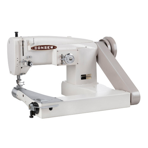 Consew 347R-1A-1 Zig-Zag Single Needle Drop Feed Feed-Off-The-Arm Industrial Sewing Machine with Space Saver Table and Servo Motor​
