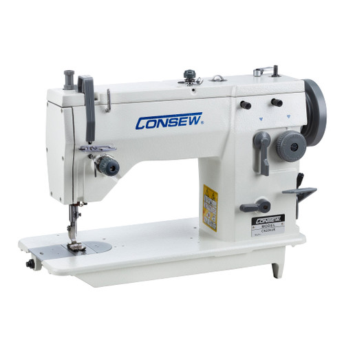Consew CN2093R Single Needle Drop Feed Auto-Oiling Zig-Zag Sewing Machine with Table and Servo Motor
