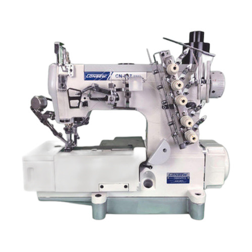 Consew CN897VF-7DD High-Speed Flat-Bed Coverstitch Machine with Complete Tabling