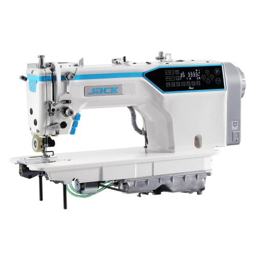 Jack A6F-E-Q-PK Single Needle Fully Automatic Direct Drive Lockstitch Industrial Sewing Machine with Complete Fully Assembled Tabling Included