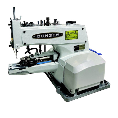 Consew 241-1KX Buttonsew Heavy Duty Chainstitch Button Sewer Industrial Sewing Machine with Complete Fully Assembled Table and Motor Included