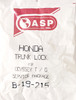 ASP Honda Trunk Lock Service Package Odyssey T/G B-19-215
