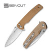 SENCUT Sachse Button Lock Knife Brown Micarta (3.5" Satin) S21007-3