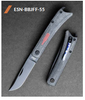 Esnyx Knives Silver Line Beer Buster Jr M390 Black PVD Drop Point Blade, Black Canvas Micarta Handles /Mokuti Clip