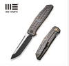 We Knife Co. WEKNIFE Shadowfire Flipper Knife Tiger Stripe Pattern Flamed Titanium Handle (3.97" Black Stonewashed CPM 20CV Blade, Satin Flat) WE22035-4
