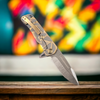 Medford Knife & Tool Proxima Custom Sculpted "Stained Glass" Bronze Tumbled CPM S35VN