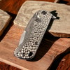 Medford Knife & Tool Proxima Custom Sculpted "Moon Crater" Silver Polished Tumbled CPM S35VN