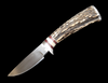Custom J.S. Coffee Stag Handle Fixed Blade Knife 