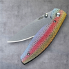 TRM Atom 3D Contoured G10 Rainbow Trout Scales - 20CV Blade - Made In USA