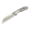 Miguron Knives Keryx Front Flipper Folding Knife 3.18" Hand Ground Rubbed Satin M390 Blade Titanium Handle With Bronze Carbon Fiber Inlay Survival Camping Pocket Knife MGR-605CSRII