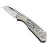 Miguron Knives Keryx Front Flipper Folding Knife 3.18" Hand Ground Rubbed Satin M390 Blade Titanium Handle With Bronze Carbon Fiber Inlay Survival Camping Pocket Knife MGR-605CSRII