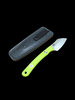 Hellbender Blade Co. Newt New Small Fixed Blade Magnacut Toxic Yellow/Leather Sheath