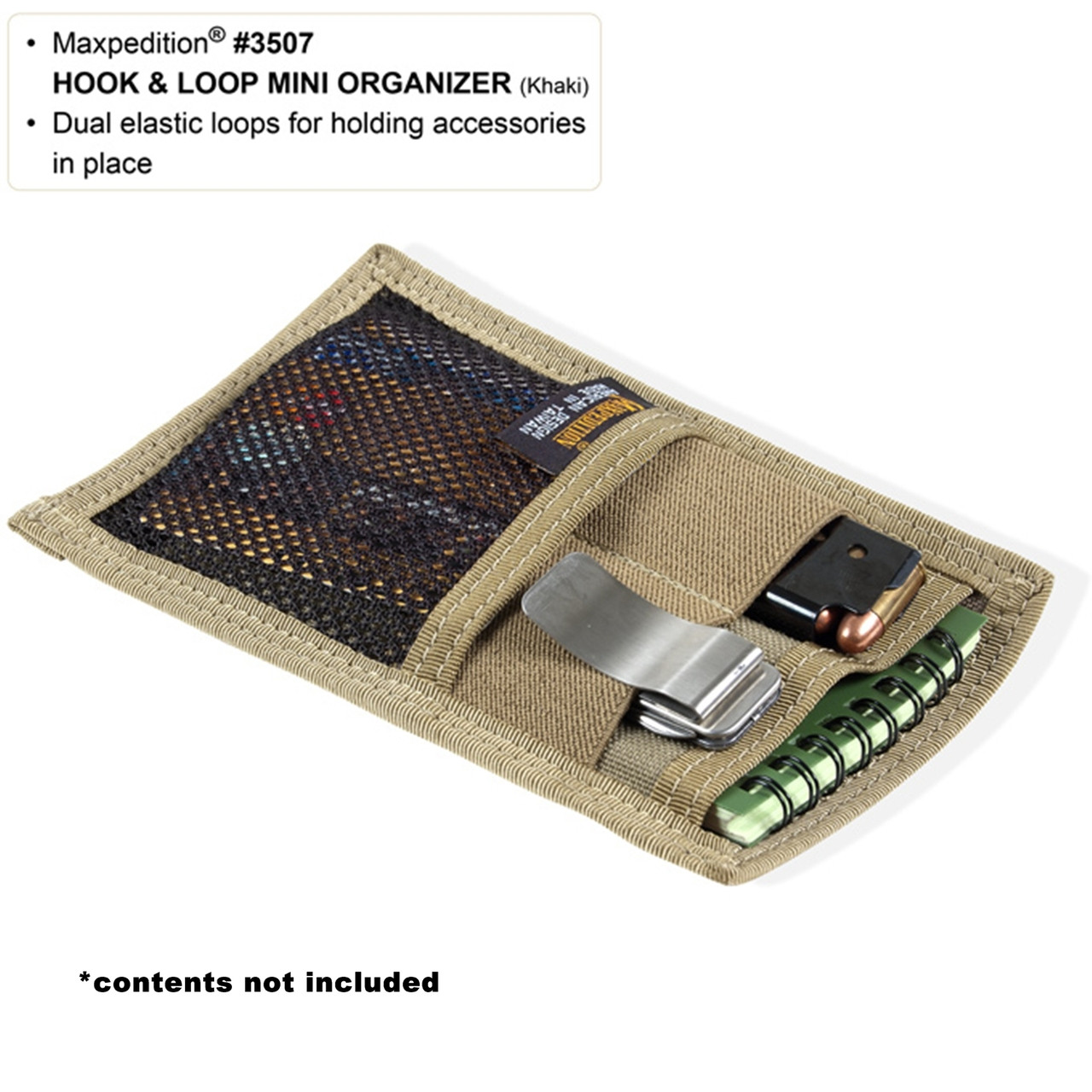 Maxpedition Hook and Loop Organizer 3507B Black (shown in optional khaki color)