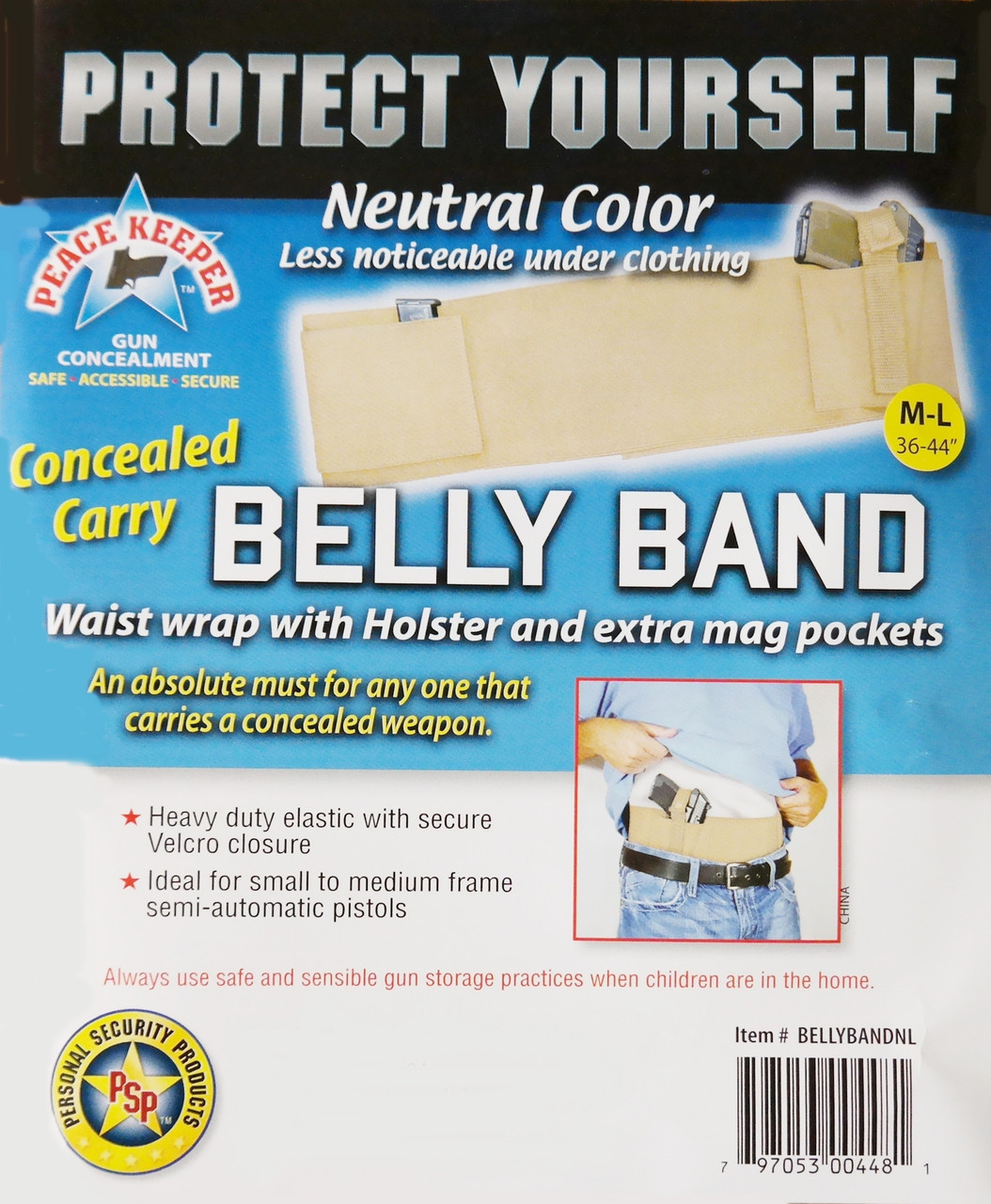 Belly Band Waist Wrap Holster Large Natural 36-44 Waist