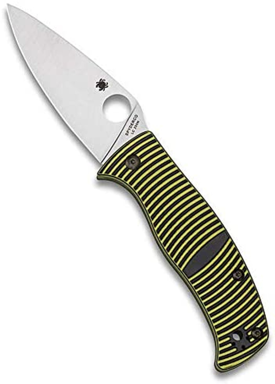 SPYDERCO CARIBBEAN™ G-10 BLACK/YELLOW LEAF ZDP-189 PLAINEDGE 