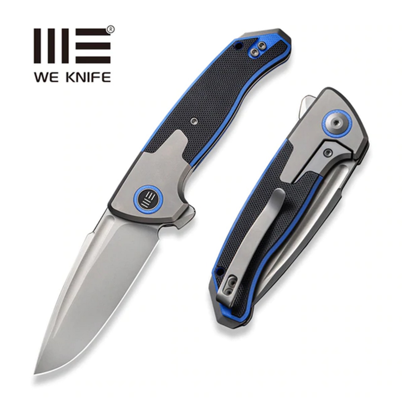 WE Knife Co. Press Check Knife Tanto Gray Blue Ti /G-10 20078B-2