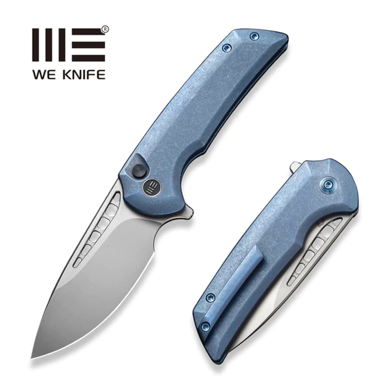 We Knife Co. Mini Malice Button Lock WE054BL-3 CPM 20CV Blue