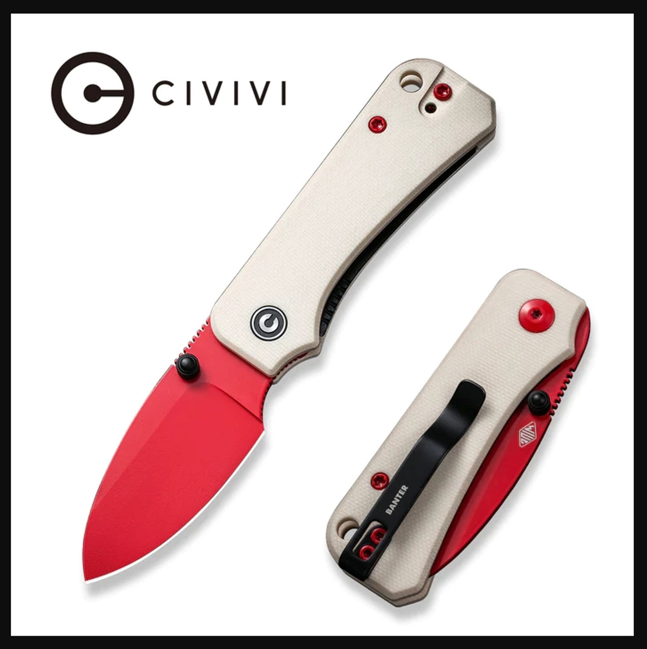 CIVIVI Baby Banter Thumb Stud Knife G10 Handle (2.34" Nitro-V Blade) - C19068S-7