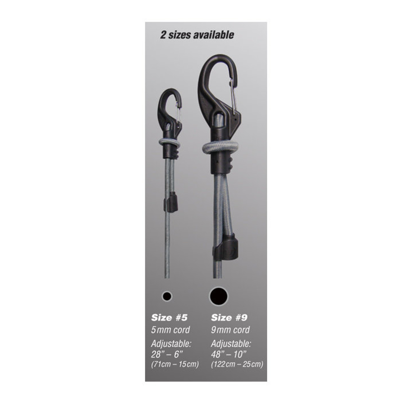 Nite Ize Large KnotBone Adjustable Bungee Cord, With Carabiner Clip End +  Adjustable Length, Size #9