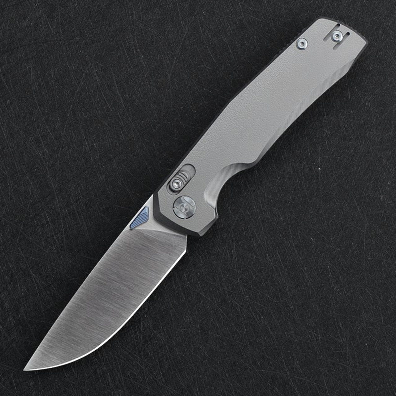Kunwu Knives X-TAO Elmax Button Lock Knife - Gray Titanium 