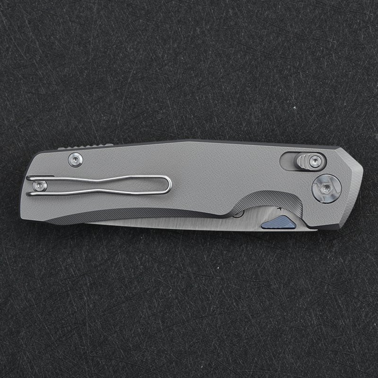 Kunwu Knives X-TAO Elmax Button Lock Knife - Gray Titanium 