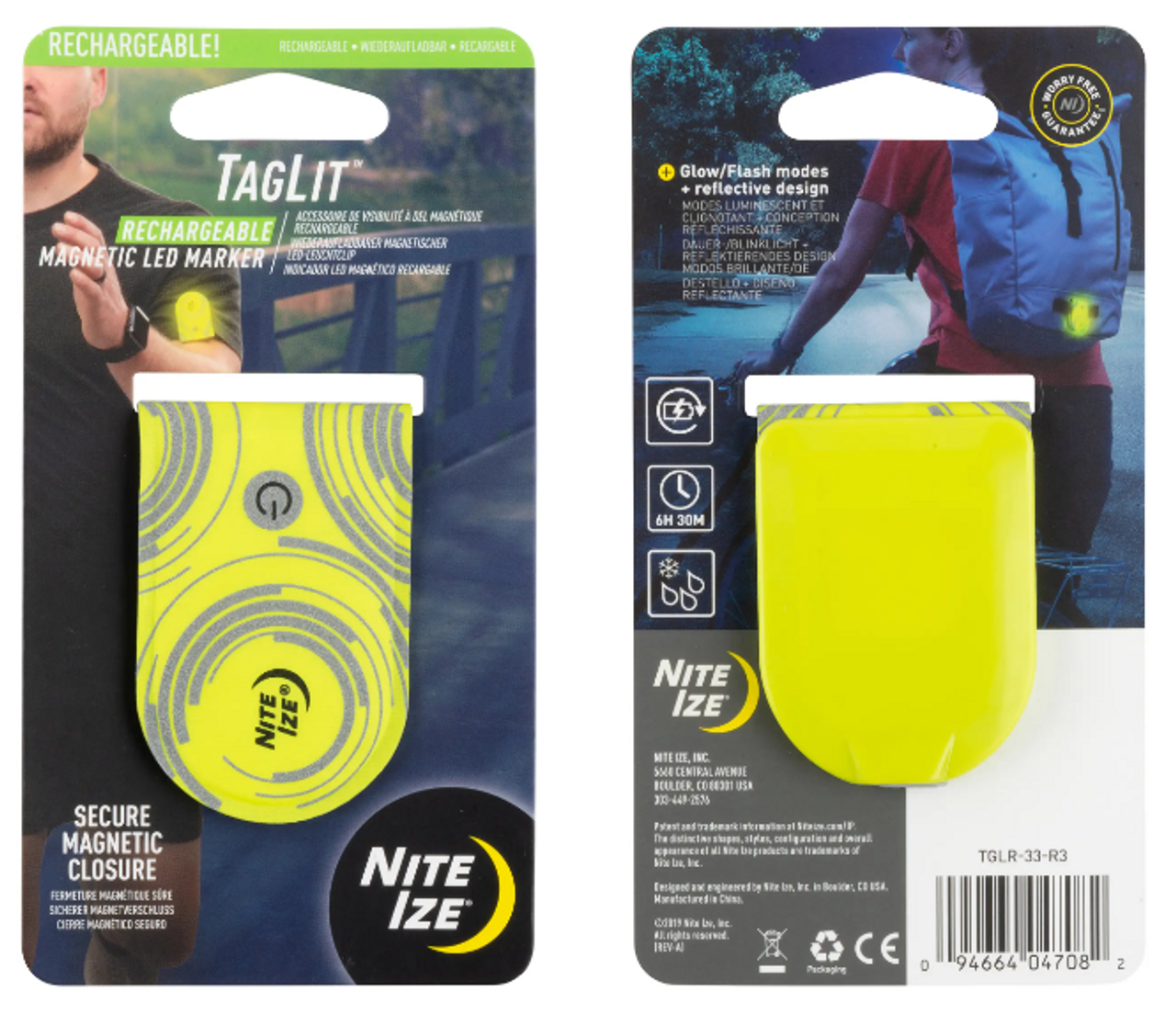 Nite Ize TagLit Rechargeable Magnetic LED Marker Light Neon Yellow  TGLR-33-R3