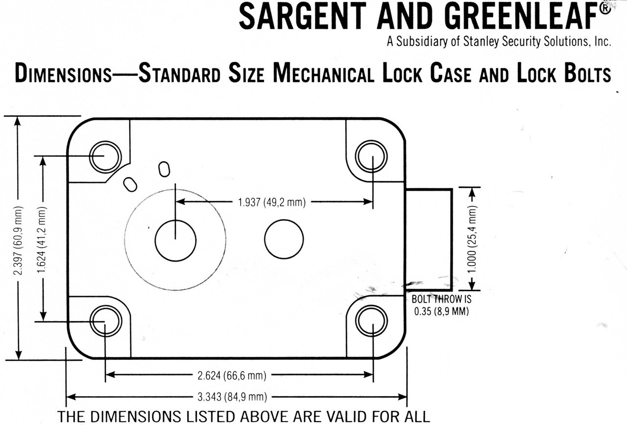 Sargent & Greenleaf Standard Lock Footprint