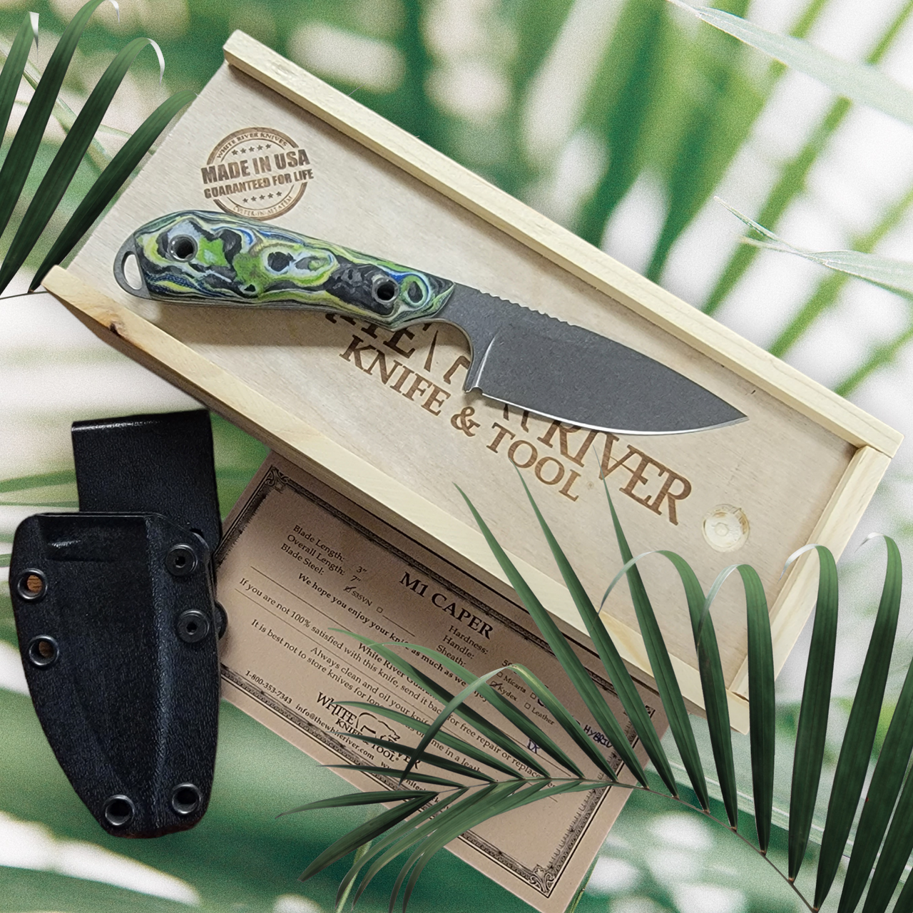 White River Knife & Tool Custom M1 Caper G10/Carbon Fiber Hybrid Burl