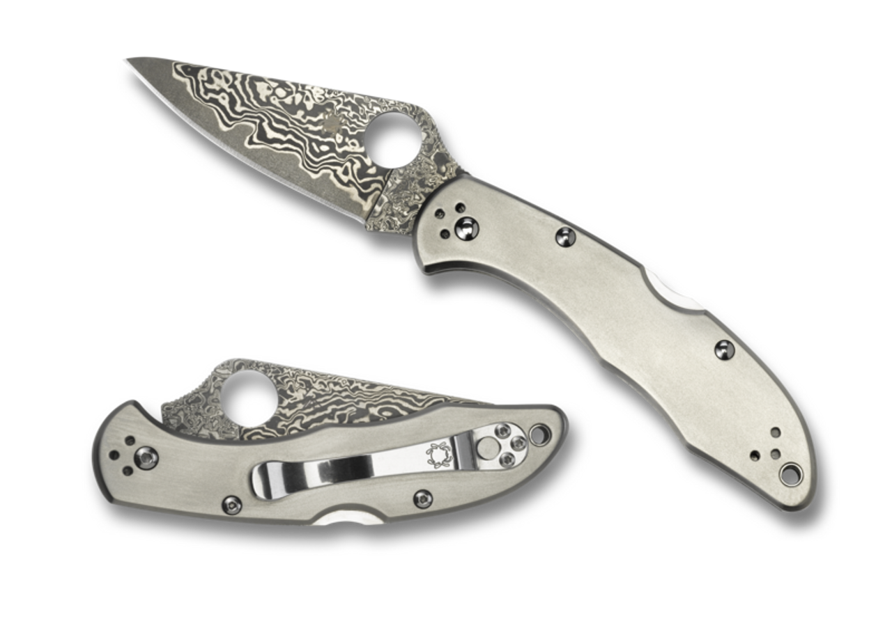 Spyderco Delica 4 Lockback Knife Titanium (2.95" Damascus) C11TIPD