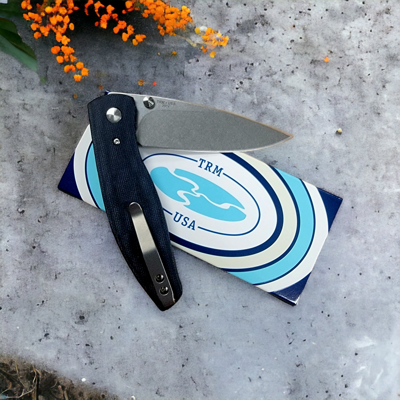 TRM Atom Double Black Micarta 3D Contoured Scales - 20CV Blade - Made In USA