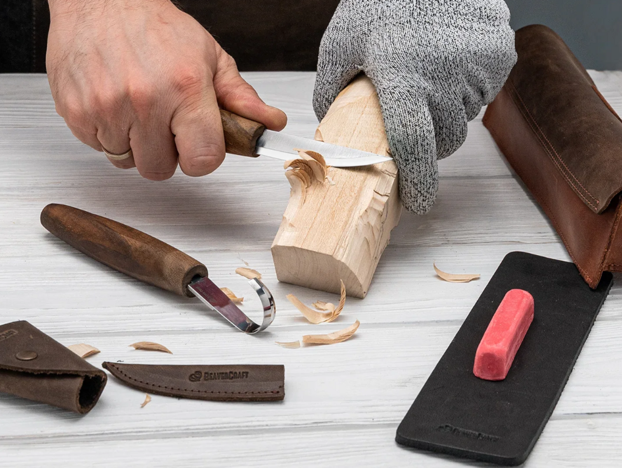 BeaverCraft S01X Brown – Luxury Spoon Carving Set with Walnut Handles