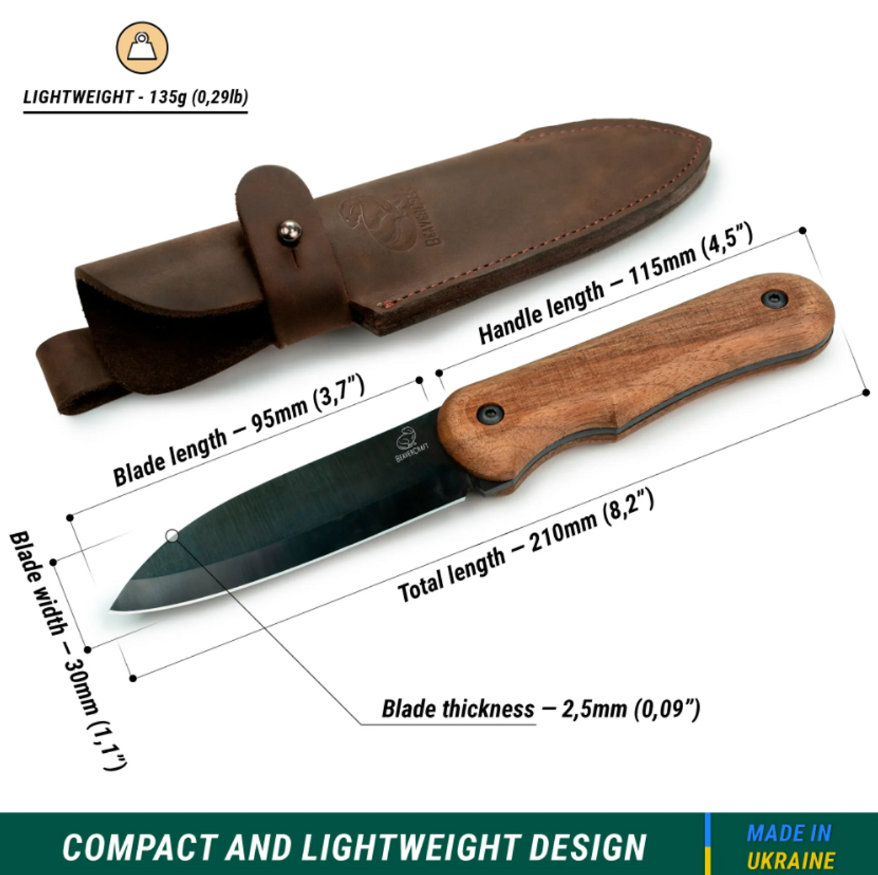 BeaverCraft BSH5 Shadow – Compact Bushcraft Knife